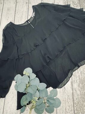 JODIFL Sheer Ruffled Tiered Top